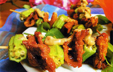 Dê nướng đậu bắp