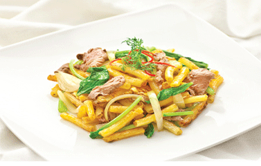 Nui xào thịt bò